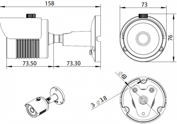 Полный комплект видеонаблюдения на 4 уличные камеры 5mpx